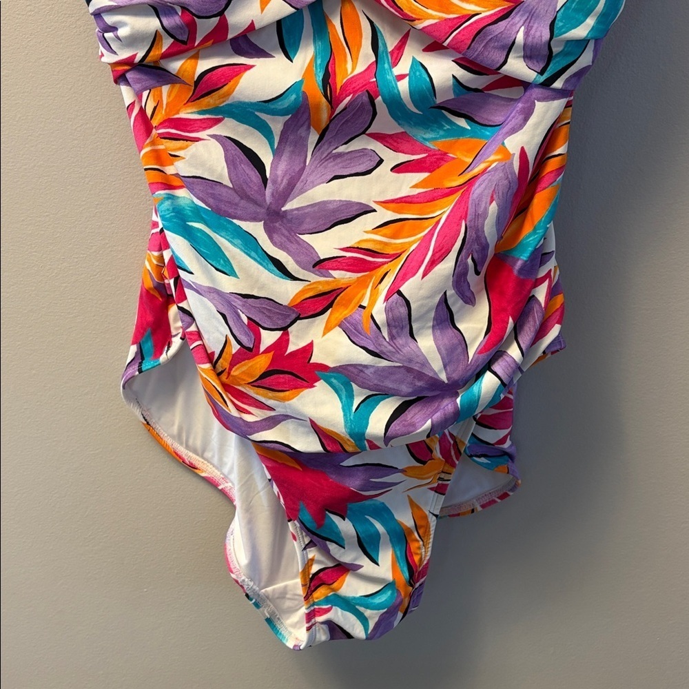 NWOT Anne Cole Dance Floor Palm Underwire Surplice One-Piece Swimsuit Size 18W - Picture 7 of 9